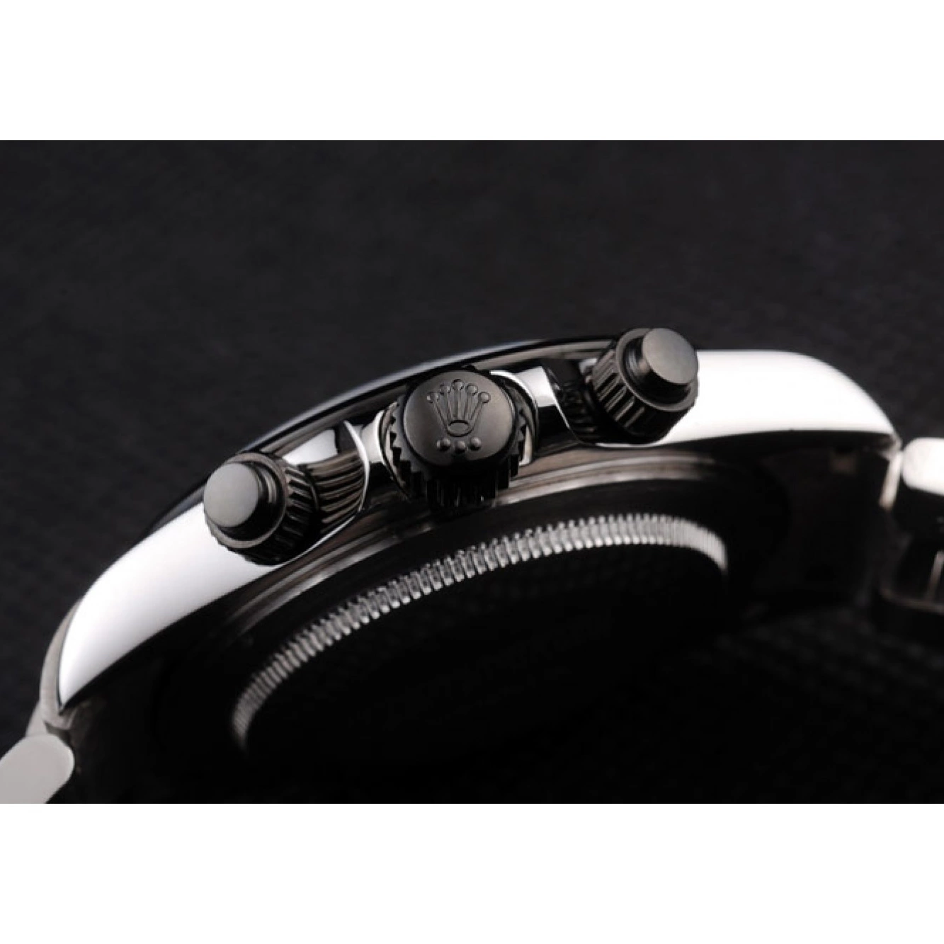 Aaa replica watch Steel Black Dial Daytona Black Stainless Rolex Enameled 0710